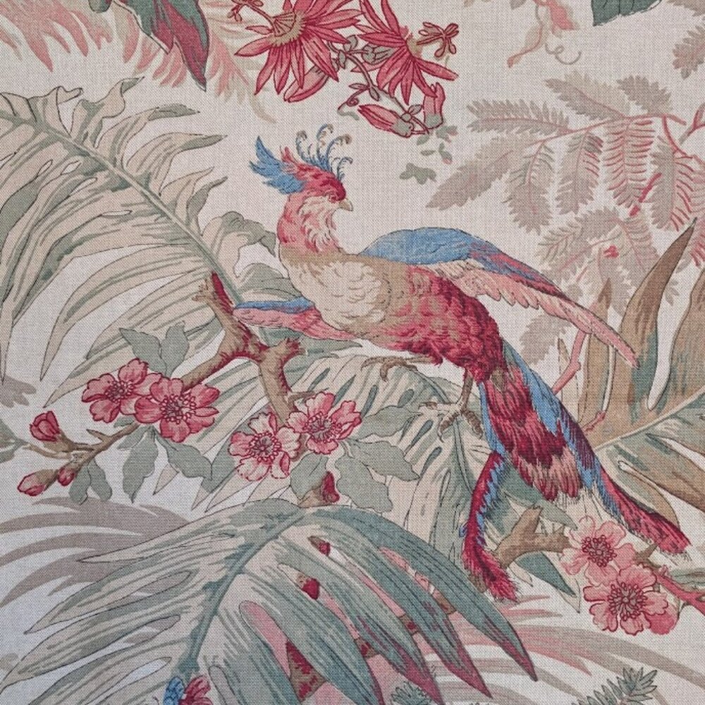 P Kaufmann Exotic Birds Pheasant Floral Upholstery Fabric in Jungle Details